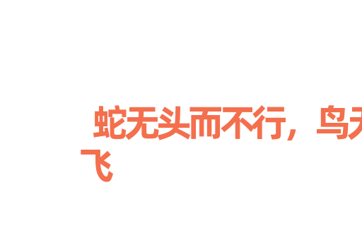 蛇无头而不行，鸟无翅而不飞
